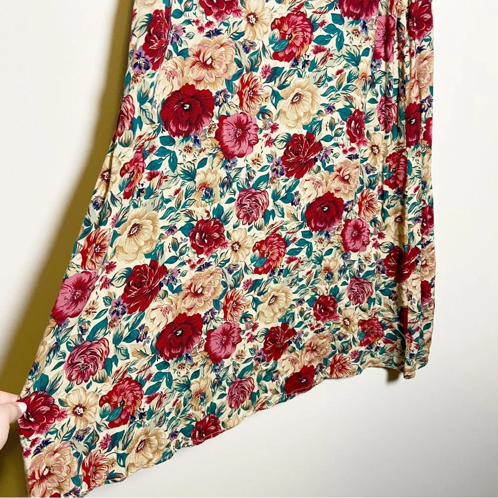 Vintage 90s Sag Harbor Floral Print Midi Skirt - Picture 2 of 7